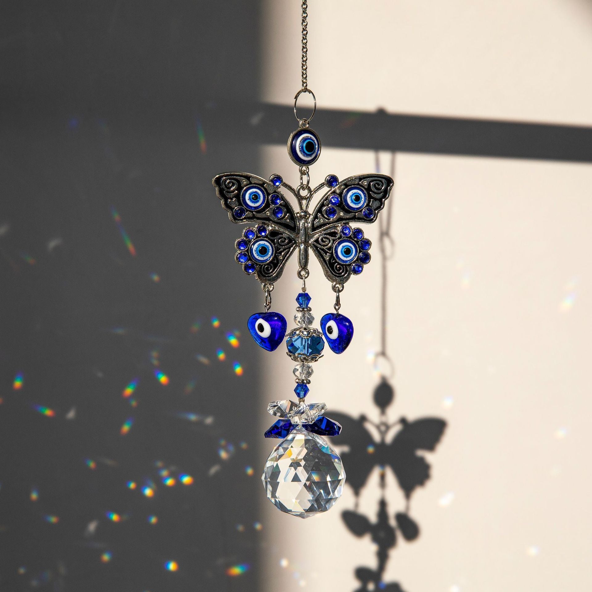3pcs Evil Eye Suncatchers With Crystal Prism Balls Window Hanging