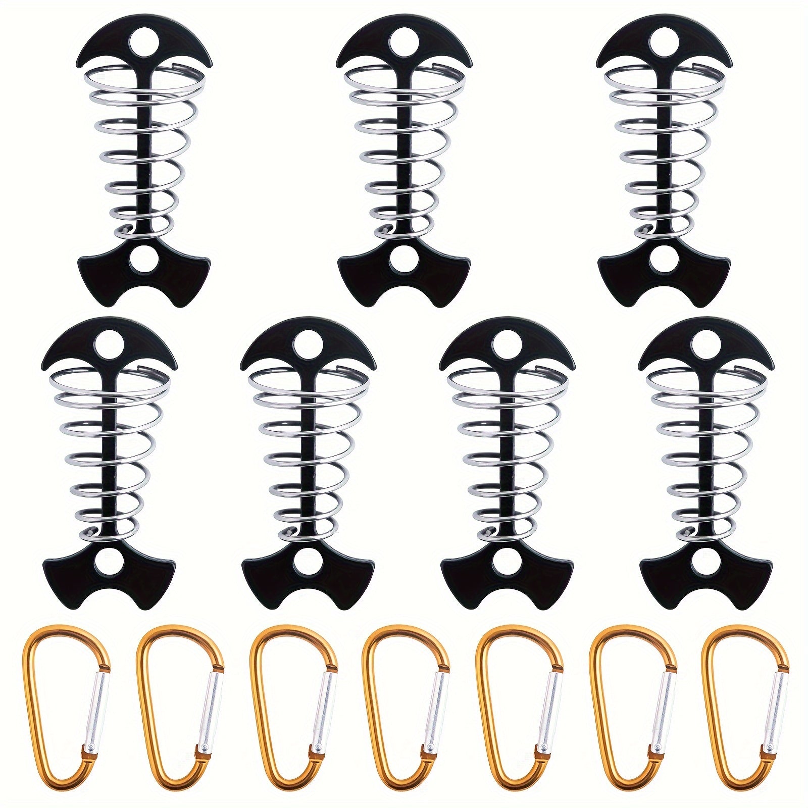 12pcs Tent Ground Anchor Pegs and Carabiners Set