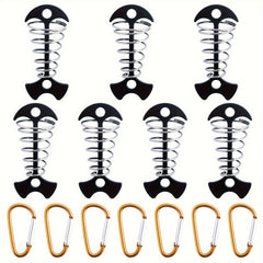 12pcs Tent Ground Anchor Pegs and Carabiners Set