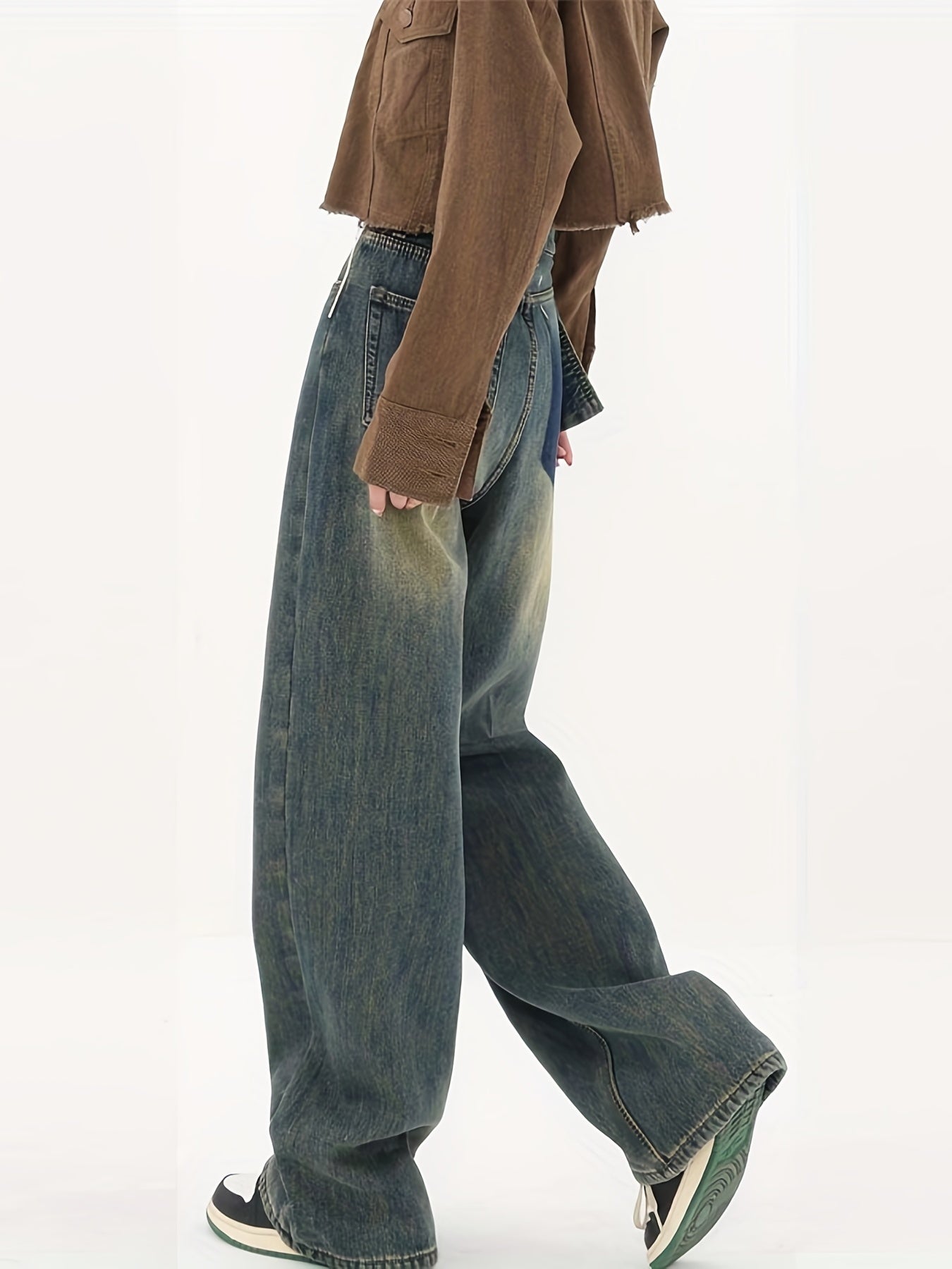 Retro Style Straight Jeans Street Baggy Denim