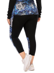 Colorblock Print Yoga Sports Leggings With Pocket