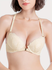 Lace Plunge & Front Buckle Push Up Bra