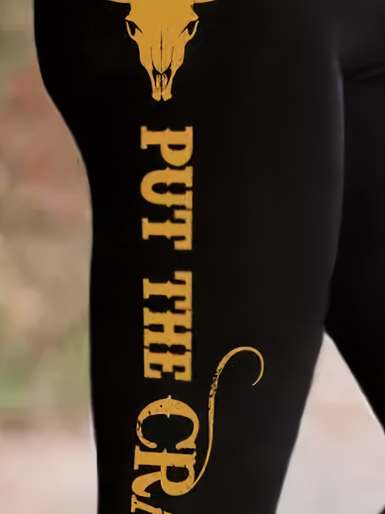 Women's Plus Letter & Cow Print Skinny Leggings