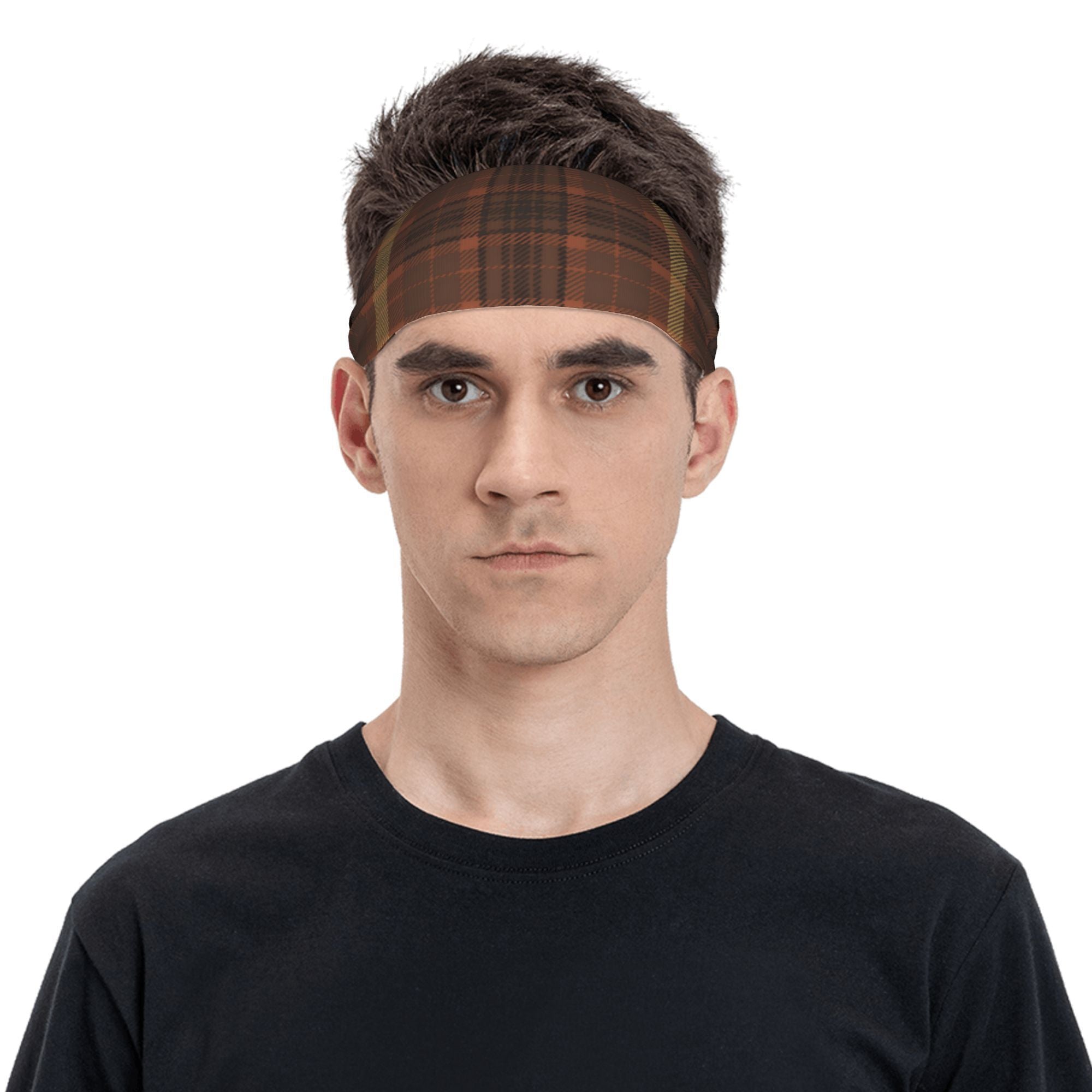 Men's Vintage Plaid Headband Soft Grip for Gym Running Casual Non Slip Hairband