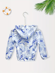 Teen Dinosaur Graphic Hooded Casual Coat Kids Sunscreen Jacket