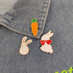 Little Rabbit Alloy Brooch For Girls Creative Cartoon Brooch Clothing Bag Pin