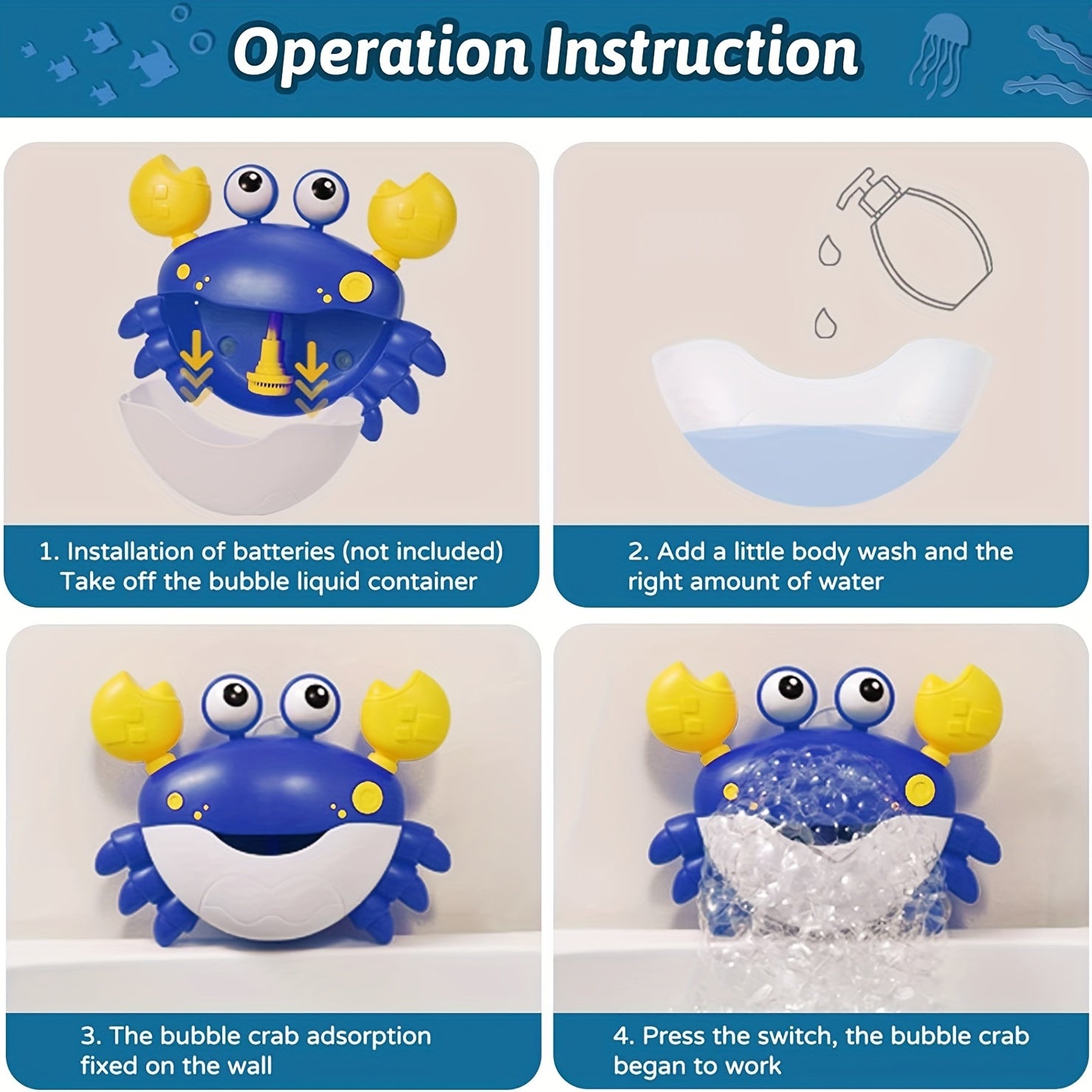 Crab Bath Bubble Maker For Baby Bathtub