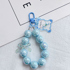Kids Novelty Key Chain Beaded Little Rabbit Bear Pendant DIY Jewelry