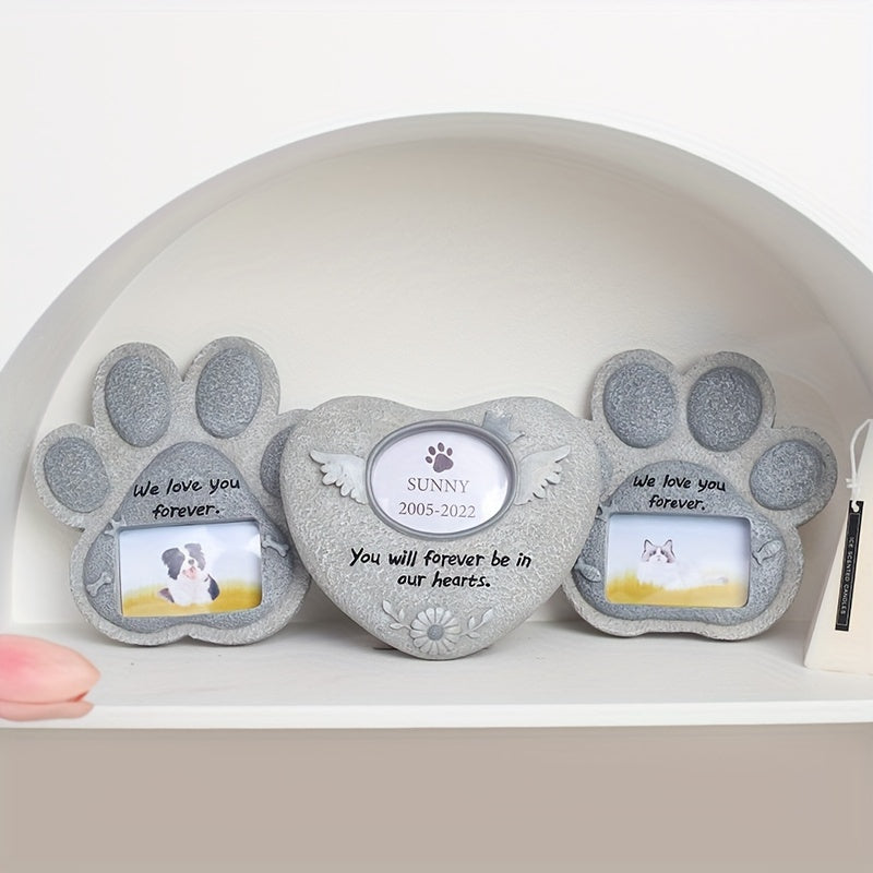 Pet Memorial Stone Resin Cremation Grave Tombstone With Photo Frame