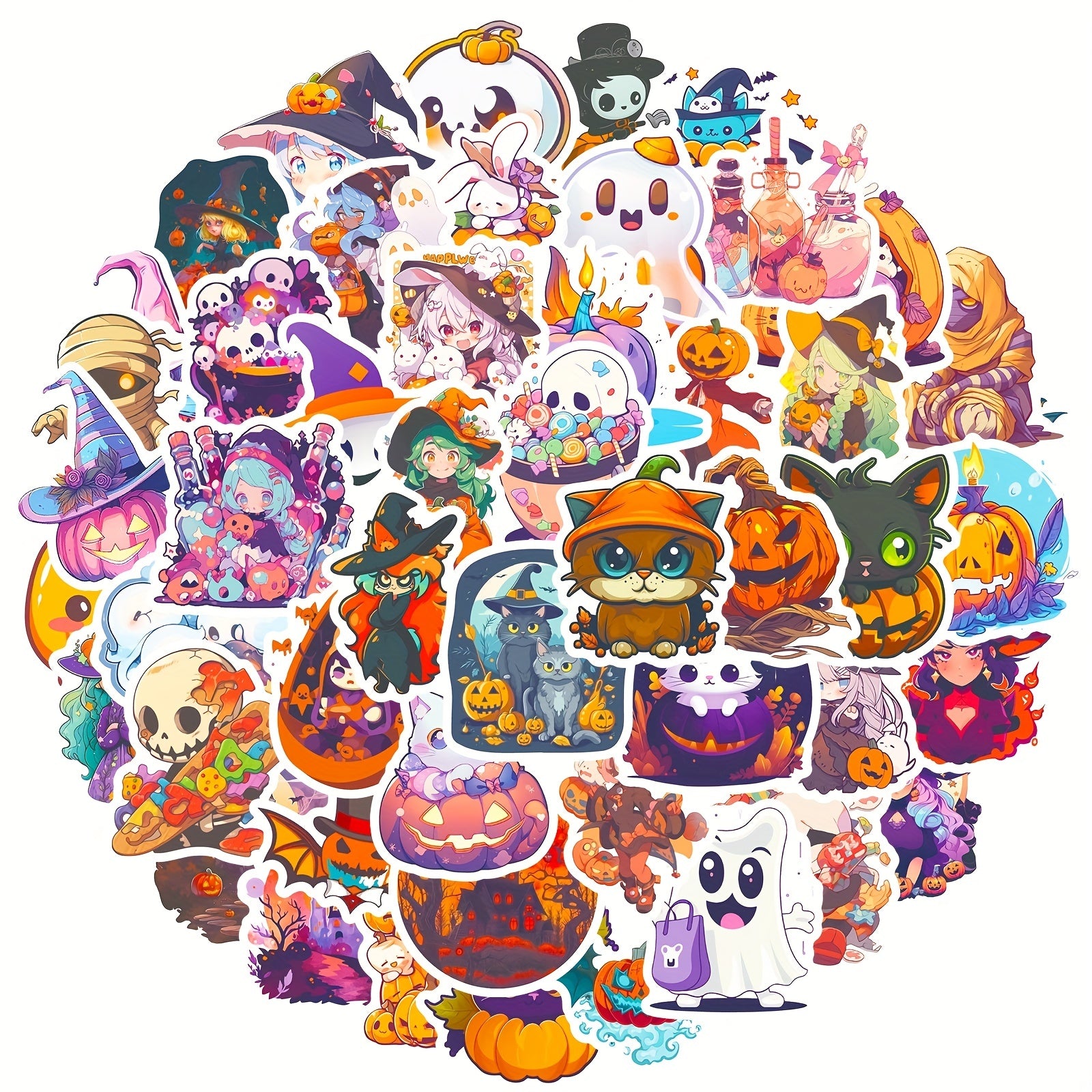 50pcs Halloween Stickers Pumpkin Spooky Waterproof DIY Decoration