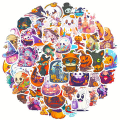 50pcs Halloween Stickers Pumpkin Spooky Waterproof DIY Decoration