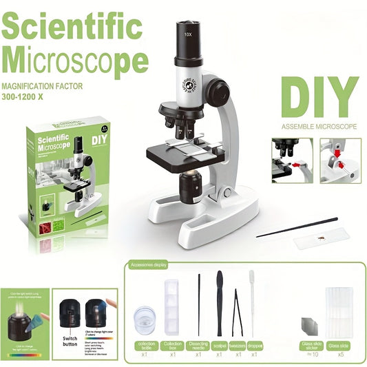 DIY Disassembly Microscope Toy Set for Kids 1200x Magnification