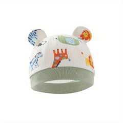Newborn Cotton Baby Hat With Cartoon Embroidery For Kids