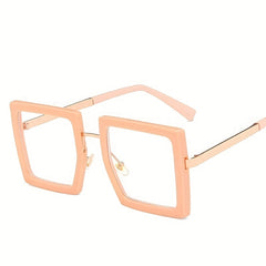 Men's Thick Square Frame Flat Light Mirror Anti Light Glasses Preppy Eyewear