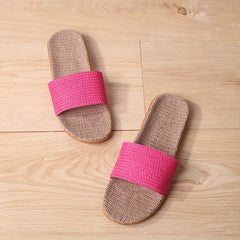Women's Flat Linen Slides Ultra Light Slip On Shoes