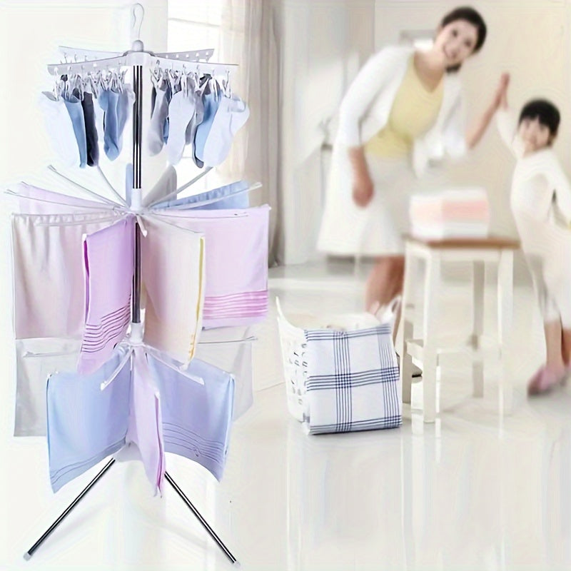 Foldable Clothes Drying Rack Mobile Towel Laundry Stand