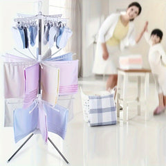 Foldable Clothes Drying Rack Mobile Towel Laundry Stand