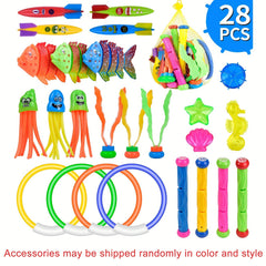 Diving Pool Toy Set - Underwater Swim Pool Games - Beach Dive Sticks Rings