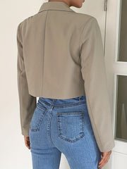 Solid Lapel Blazer Long Sleeve Outerwear