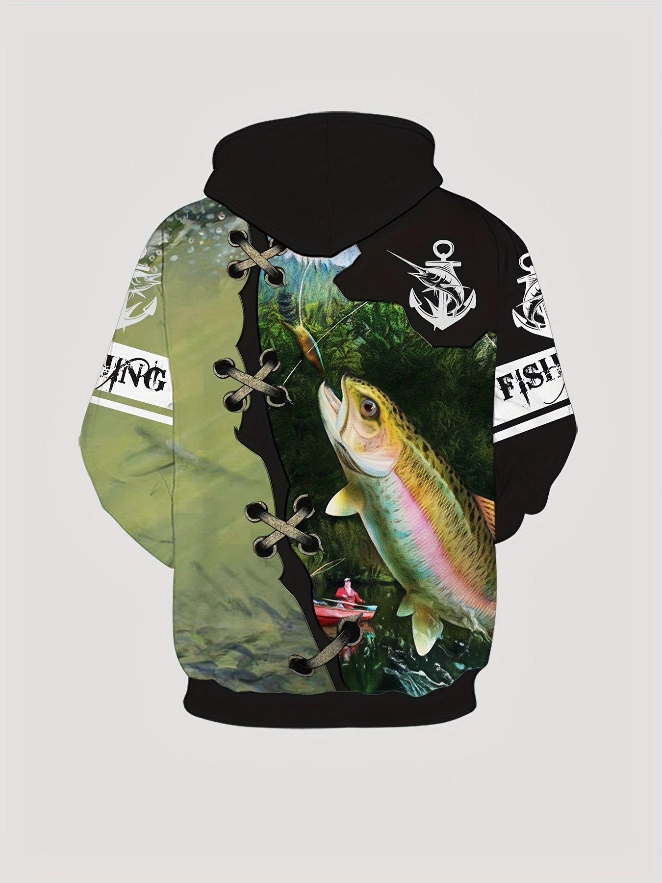3D Print Fish Hoodie Men's Graphic Kangaroo Pocket Pullover Autumn Winter