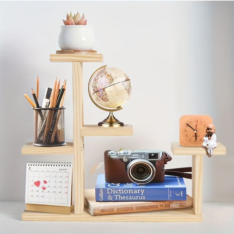 Wooden Desktop Shelf for Home Office Decoration