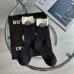 Heart Decor Colorblock Socks Women's Stockings