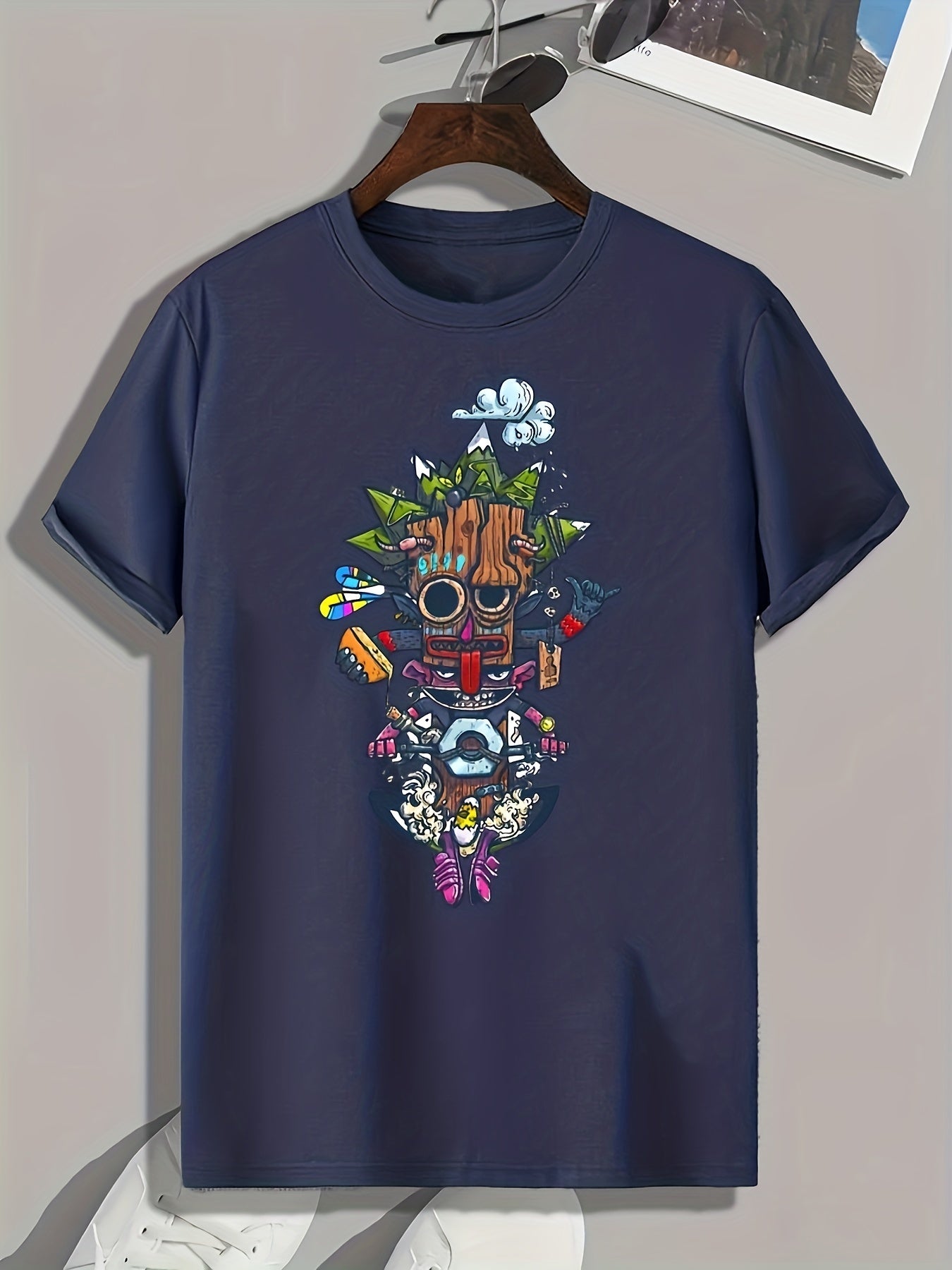 Cool Cartoon Print Men's Graphic Tee for Summer