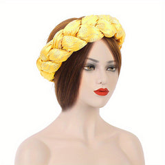 Satin Headband Twist Braid Hair Band Rhinestone Decor Headdress