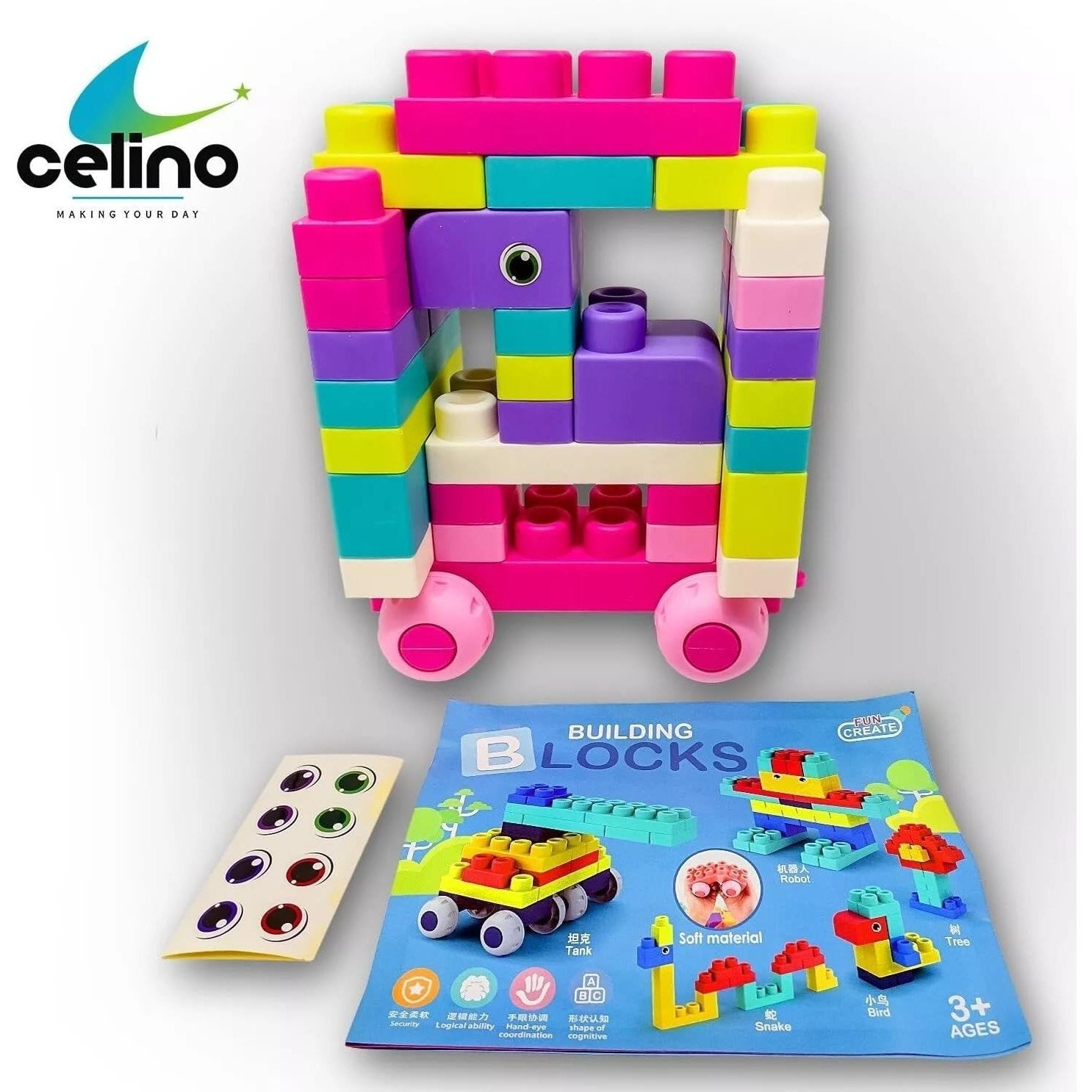 50 Pcs Soft Silicone Building Blocks Toy for Kids DIY Bricks