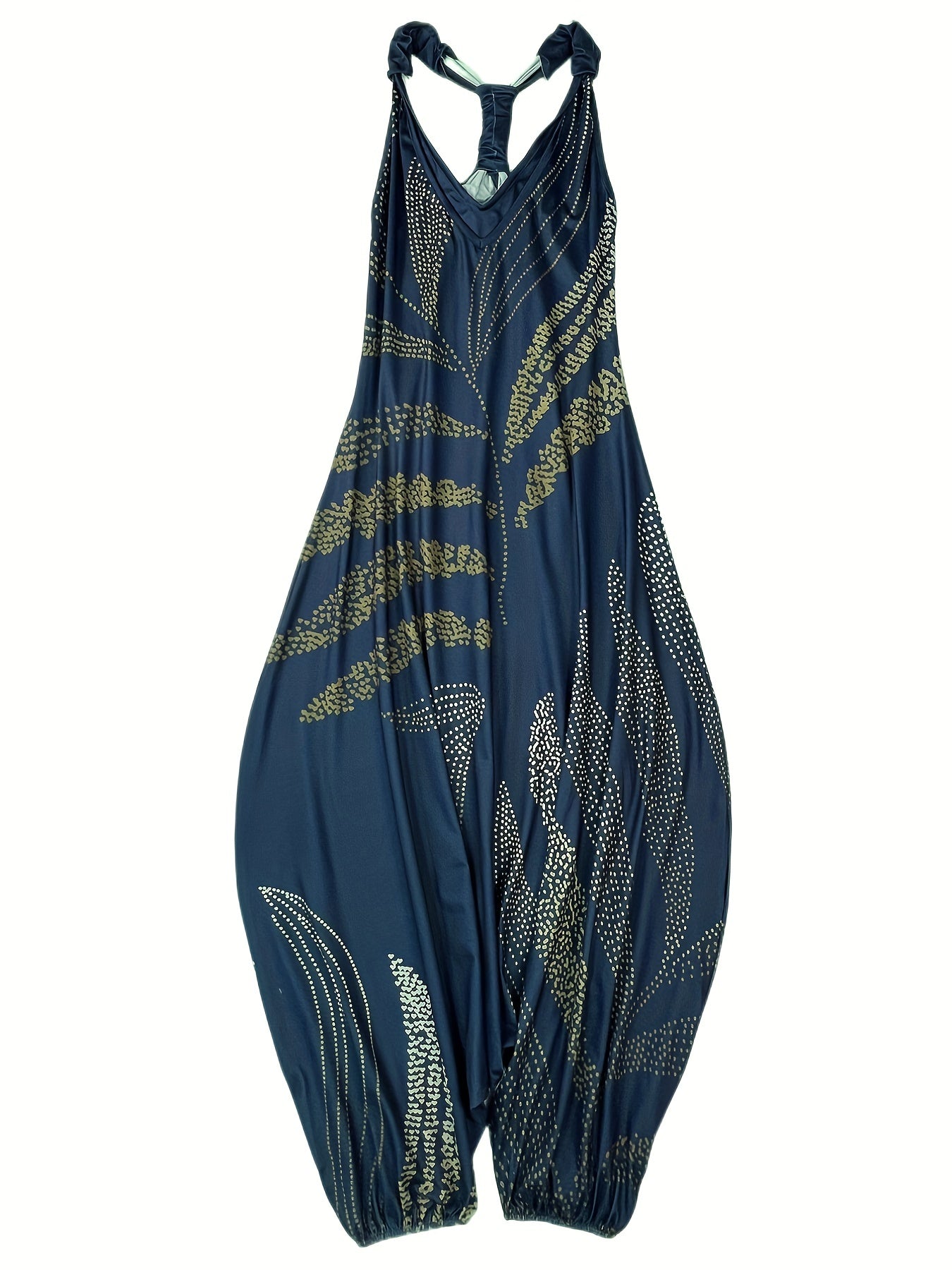 Floral Print V Neck Harem Jumpsuit Women's Clothing
