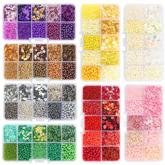 10 Grids Seed Bead Glitter Faux Pearl DIY Jewelry Material Pack