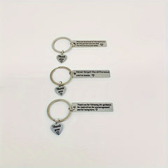 3pcs Stainless Steel Thank You Keychain Pendant for Teacher Parents