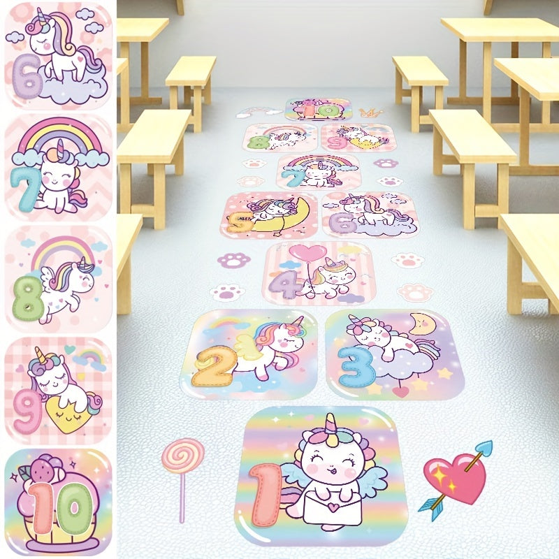 2pcs Cartoon Number Floor Sticker Self Adhesive Waterproof Room Decor