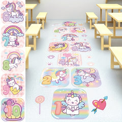 2pcs Cartoon Number Floor Sticker Self Adhesive Waterproof Room Decor