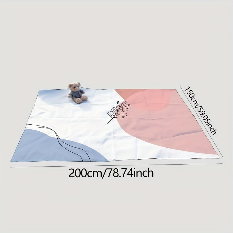 Pink Leaf Printed Picnic Blanket Foldable Waterproof Lightweight Mat 149x200cm