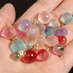 10pcs Golden Dot Frosted Round Bead Glass Charms DIY Jewelry Accessories