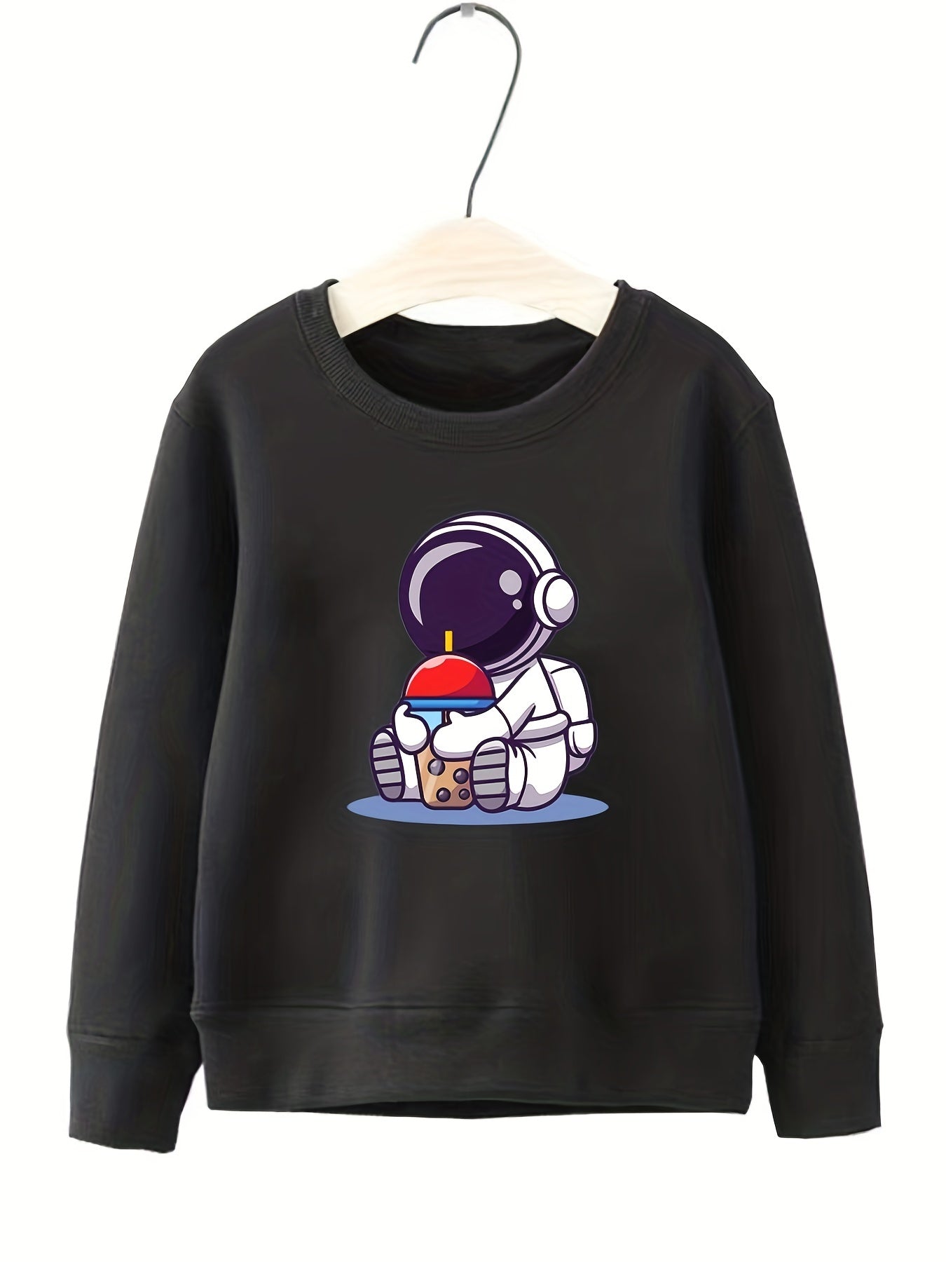 Girls Astronaut Bubble Tea Sweatshirt Long Sleeve Top