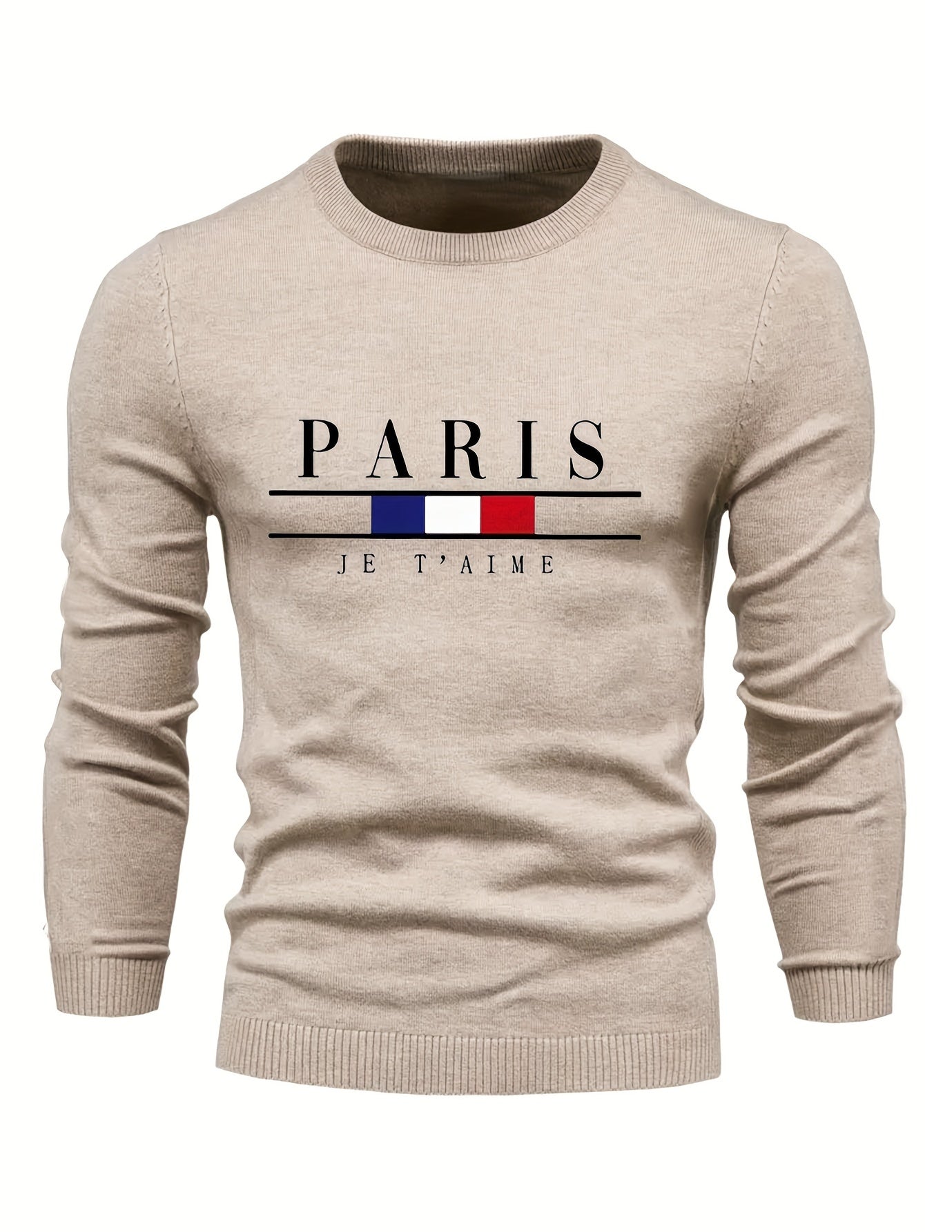 Men's Knitted Sweater Classic PARIS Pattern Crew Neck