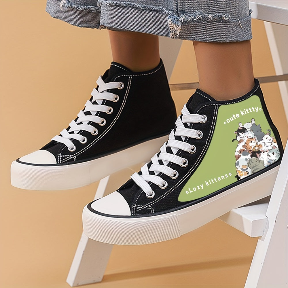 Kitty Graphic Canvas High Top Sneakers for Women