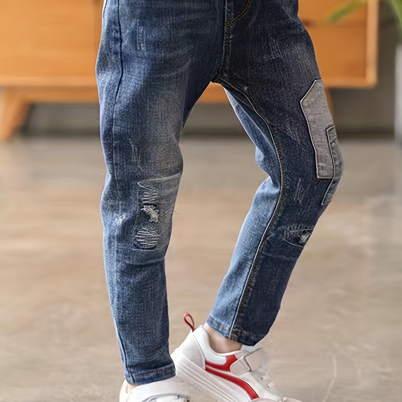 Boys Casual Ripped Denim Long Pants With Pocket for Spring/Autumn
