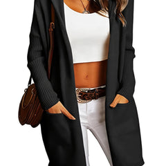 Hooded Loose Pocket Cardigan Fall Winter Knit Women's Clothing