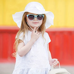 Girls Bow Wide Brim Bucket Hat for Summer