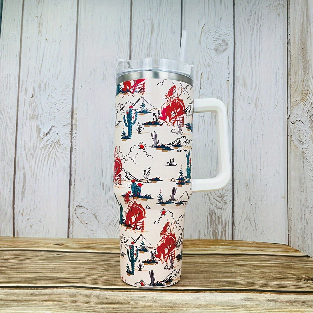 1200ml Scene Print Stainless Steel Water Bottle Leakproof Tumbler Cup