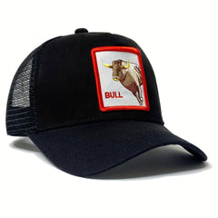 Mesh Embroidery Truck Driver Hat with Bull Embroidery