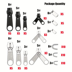 85pcs Nylon Zipper Repair Kit Replacement Slider Zipper Bottom Stop End Fix