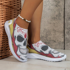 Women's Halloween Skull Knit Sock Shoes Lightweight Slip On Sneakers