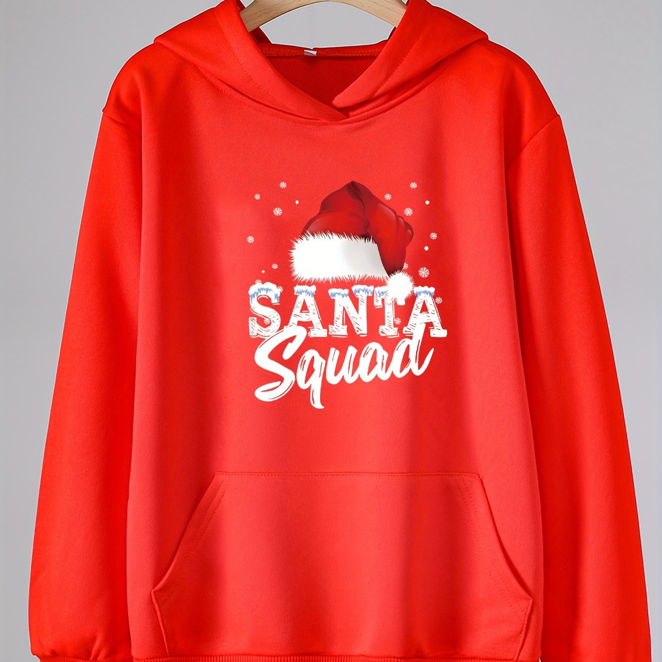 Girl's Santa Hat Letter Print Hoodie with Pocket