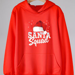 Girl's Santa Hat Letter Print Hoodie with Pocket