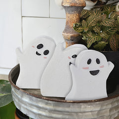 3pcs Wooden Ghost Sign Table Tray Decoration