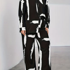 Brush Print Long Sleeve Shirt & Pants Set